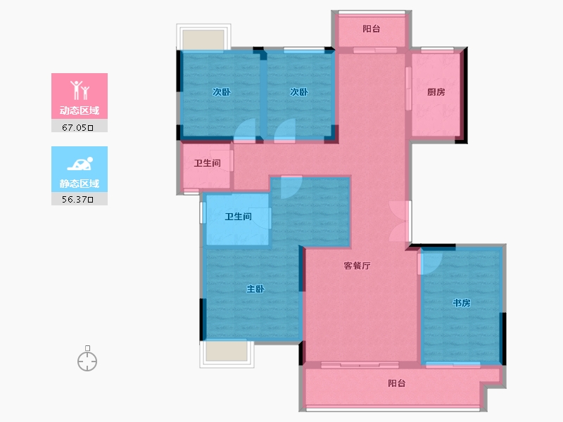 江西省-赣州市-金鹏小留园-110.23-户型库-动静分区