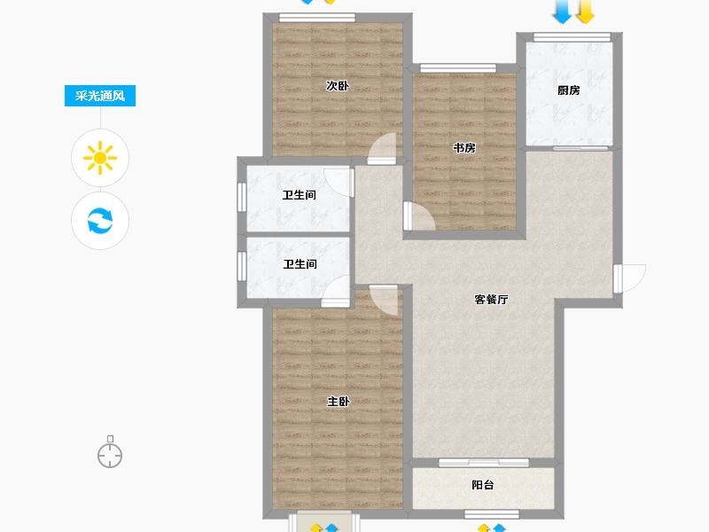 河北省-衡水市-隆江华府-107.99-户型库-采光通风