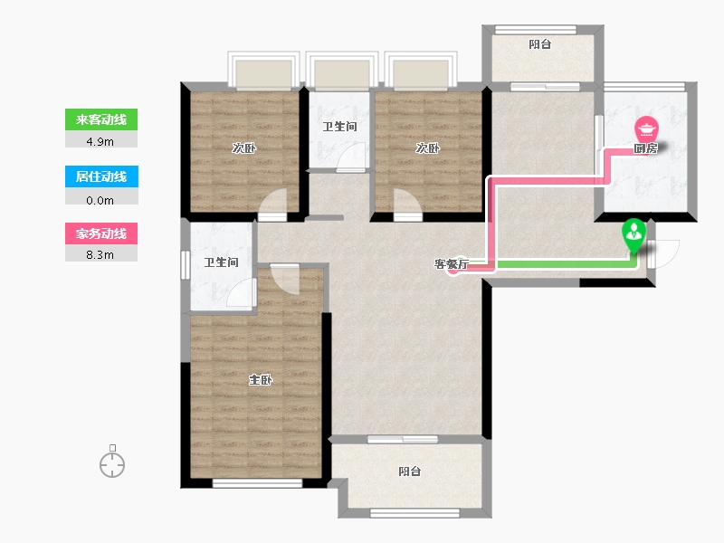 湖南省-湘潭市-长房潭房时代公馆-111.85-户型库-动静线