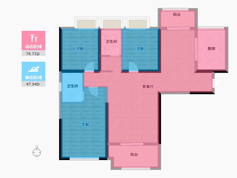 湖南省-湘潭市-长房潭房时代公馆-111.85-户型库-动静分区