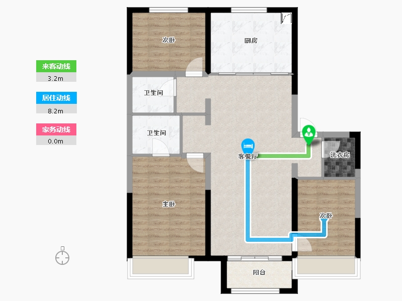 吉林省-吉林市-万科莱茵小镇-97.62-户型库-动静线