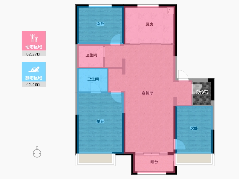 吉林省-吉林市-万科莱茵小镇-97.62-户型库-动静分区