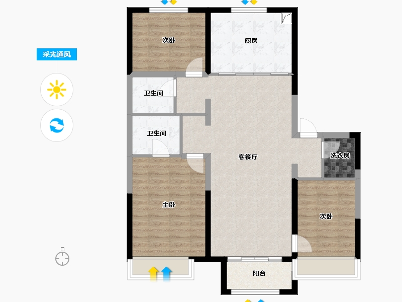 吉林省-吉林市-万科莱茵小镇-97.62-户型库-采光通风