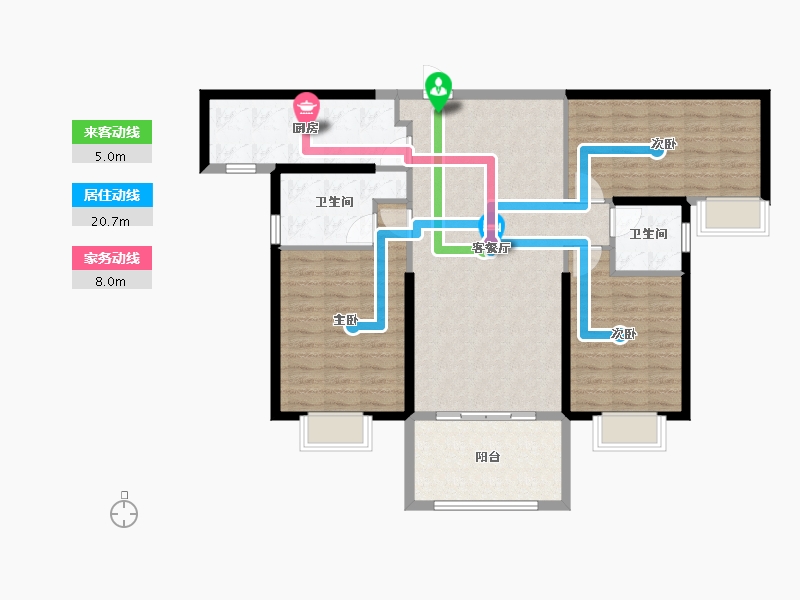 湖南省-湘潭市-长房潭房时代公馆-106.23-户型库-动静线