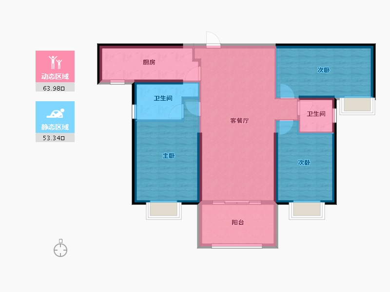 湖南省-湘潭市-长房潭房时代公馆-106.23-户型库-动静分区