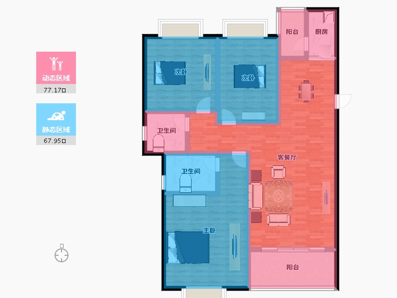 湖北省-咸宁市-璟湖世纪城-130.12-户型库-动静分区