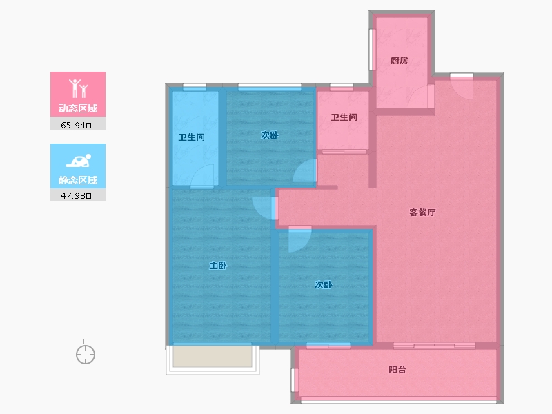 山东省-滨州市-荣盛墨香山南-102.41-户型库-动静分区