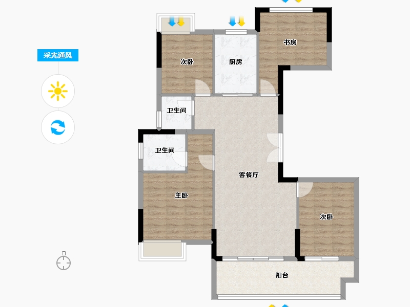 江西省-赣州市-星州润达九玺-105.94-户型库-采光通风