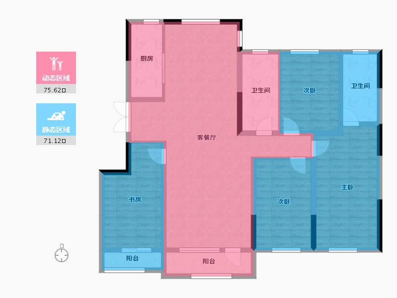 辽宁省-营口市-富甲·甲天下-131.59-户型库-动静分区