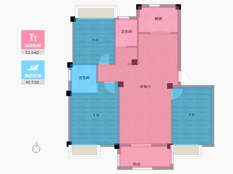 安徽省-宿州市-嘉泰·龙城壹号·爱丁堡-85.56-户型库-动静分区