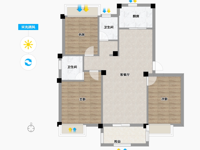 安徽省-宿州市-嘉泰·龙城壹号·爱丁堡-85.56-户型库-采光通风