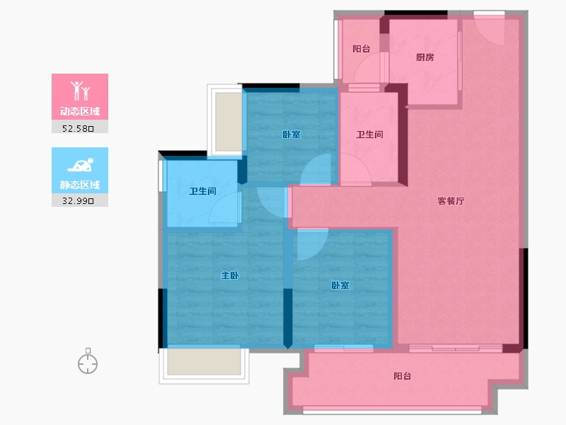 广东省-江门市-敏捷•悦府-76.00-户型库-动静分区