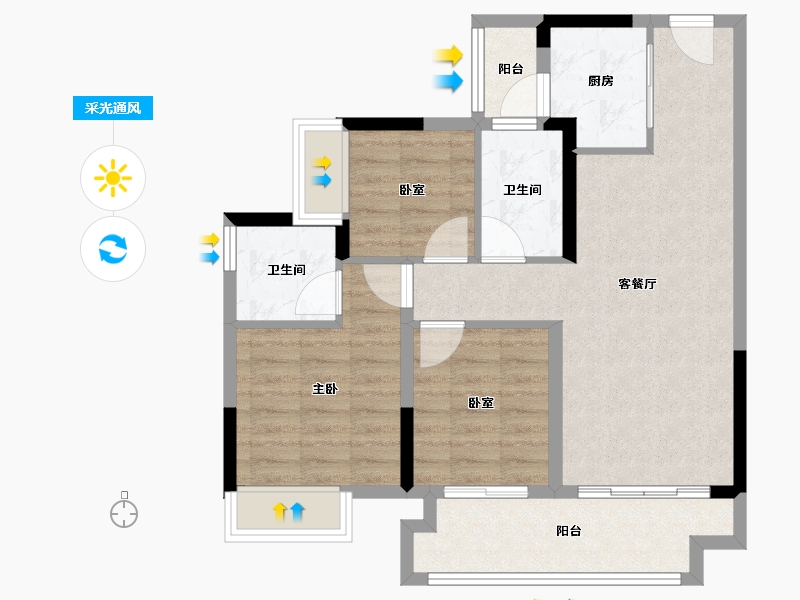 广东省-江门市-敏捷•悦府-76.00-户型库-采光通风