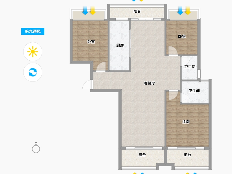 云南省-曲靖市-壹然云府-113.26-户型库-采光通风