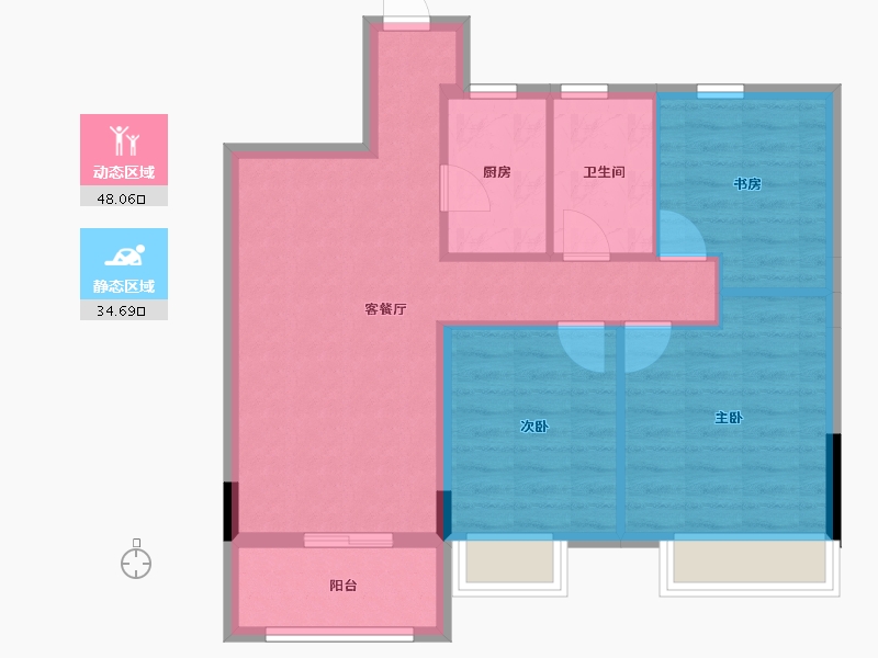 安徽省-宿州市-嘉泰·龙城壹号·爱丁堡-74.36-户型库-动静分区