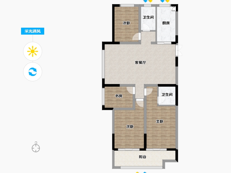 山东省-潍坊市-润东华府壹号-110.00-户型库-采光通风