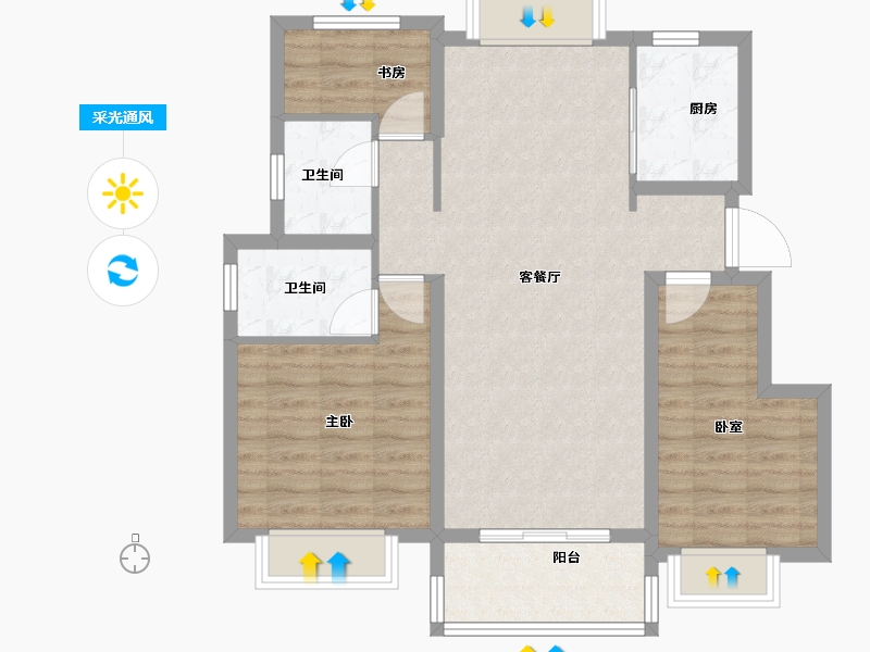 安徽省-合肥市-远洋庐玥风景-84.00-户型库-采光通风