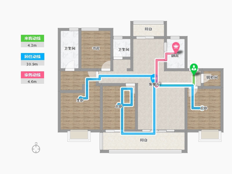 安徽省-蚌埠市-沁雅济学瑭-123.41-户型库-动静线