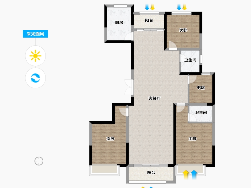 山东省-临沂市-万图水岸经典·御园-124.78-户型库-采光通风