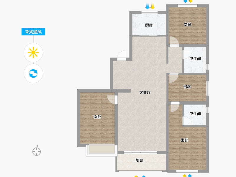 山东省-临沂市-万图水岸经典·御园-111.06-户型库-采光通风