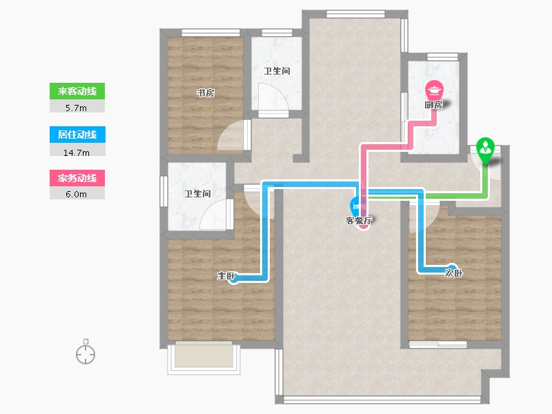 安徽省-蚌埠市-沁雅济学瑭-104.80-户型库-动静线