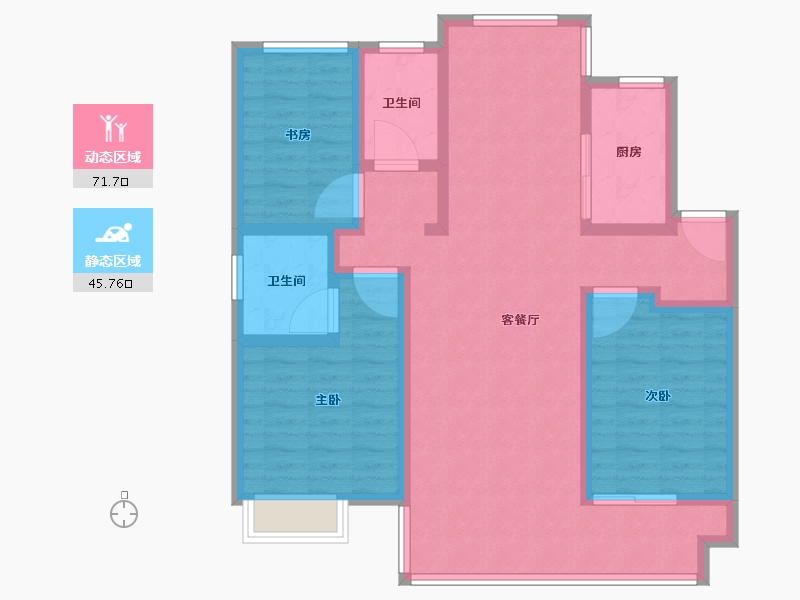 安徽省-蚌埠市-沁雅济学瑭-104.80-户型库-动静分区