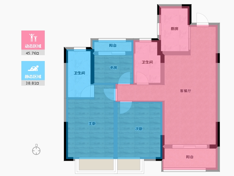 江西省-上饶市-蓝城·明月江南-74.82-户型库-动静分区