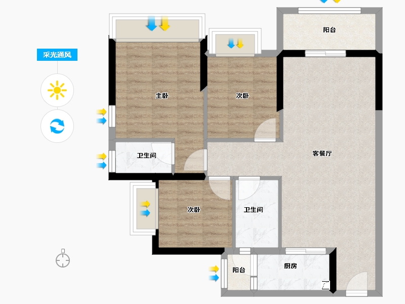 广东省-湛江市-华达北斗华庭-80.02-户型库-采光通风