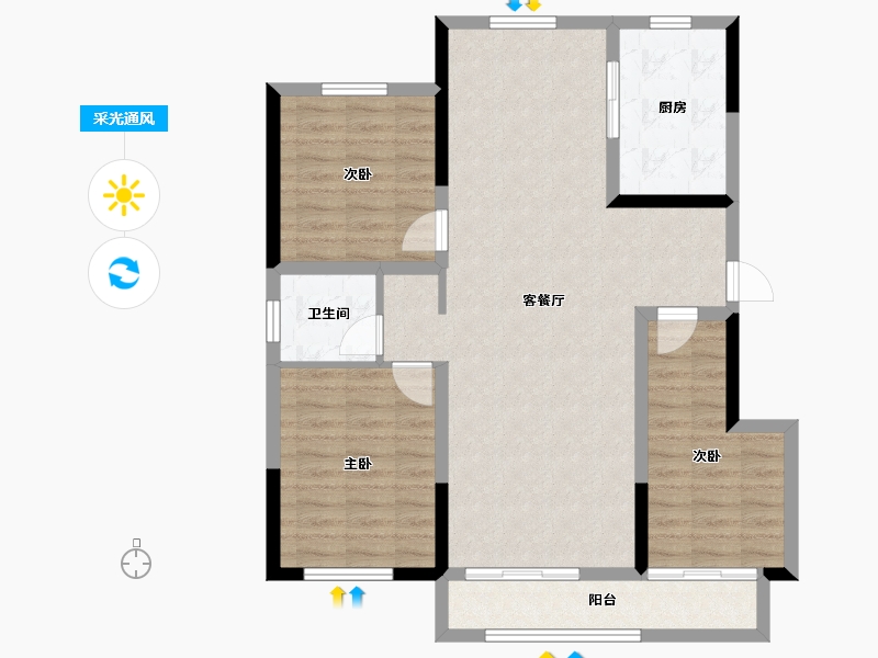 宁夏回族自治区-银川市-宁夏中房·永悦府-92.97-户型库-采光通风