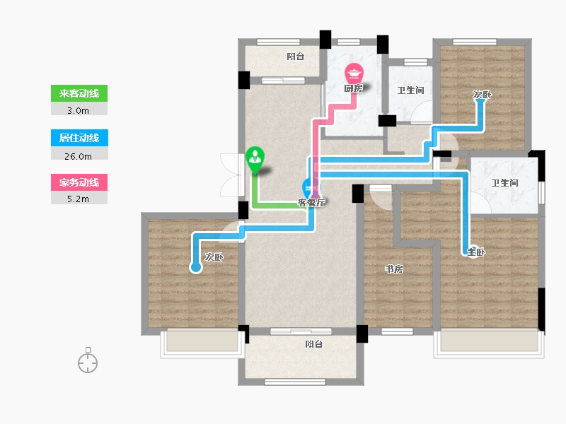 湖北省-咸宁市-恒基国宾府-117.30-户型库-动静线