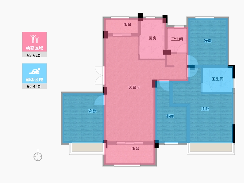 湖北省-咸宁市-恒基国宾府-117.30-户型库-动静分区