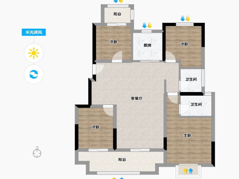 安徽省-芜湖市-高速·东方御府-94.40-户型库-采光通风