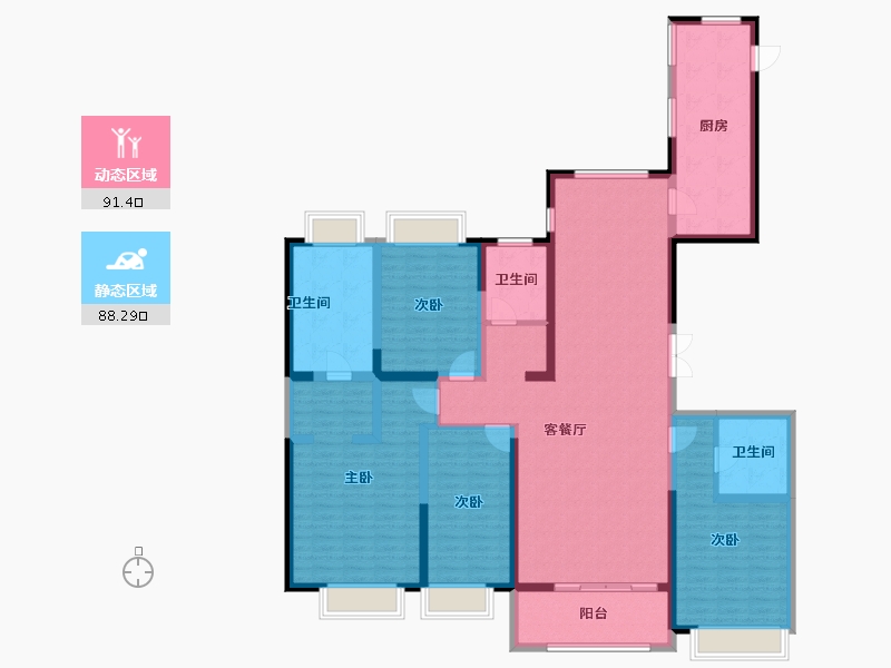 上海-上海市-凯利·海华府-161.34-户型库-动静分区