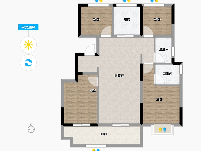 安徽省-安庆市-高速菱湖公馆-94.96-户型库-采光通风