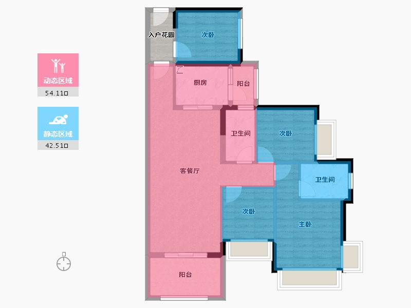 广东省-湛江市-金沙广场华府-88.80-户型库-动静分区