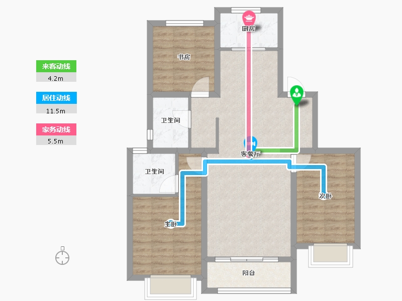 山东省-临沂市-万图水岸经典·御园-83.04-户型库-动静线