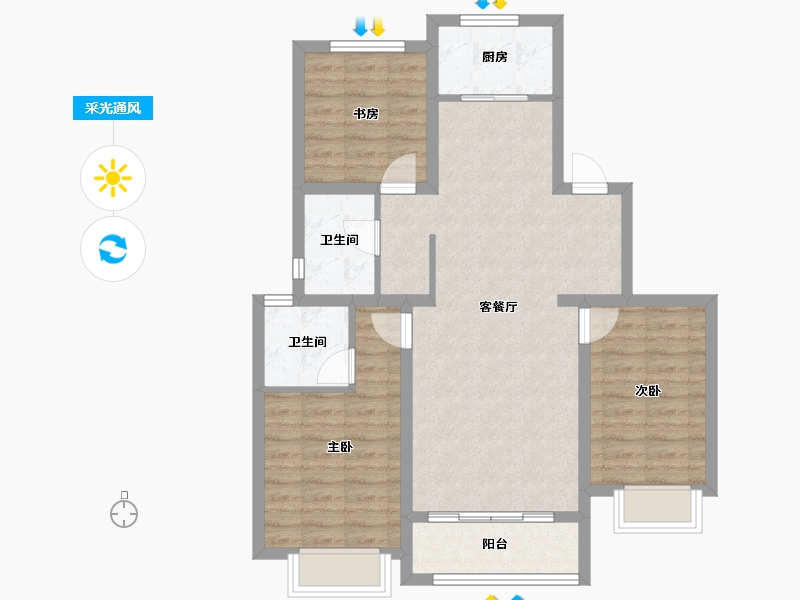 山东省-临沂市-万图水岸经典·御园-83.04-户型库-采光通风