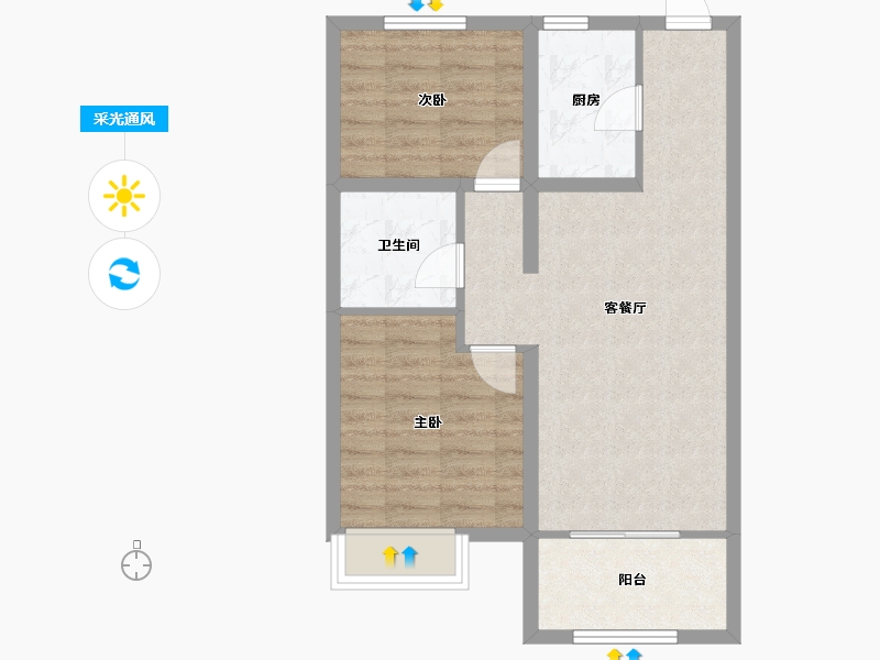 河北省-廊坊市-德荣·文璟-61.52-户型库-采光通风