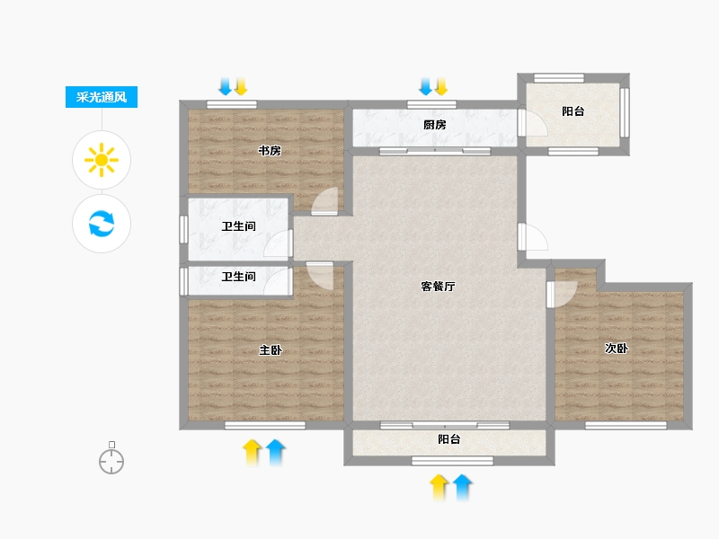 宁夏回族自治区-银川市-和佳居东区-111.43-户型库-采光通风