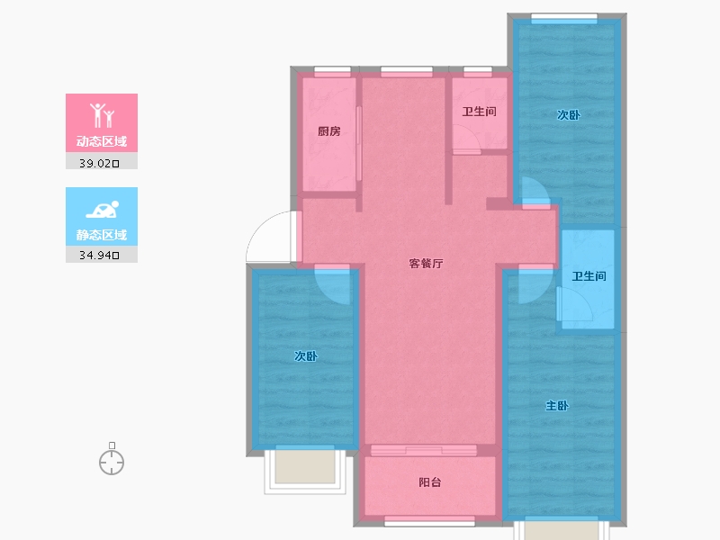 河北省-邯郸市-荣科兴苑-65.07-户型库-动静分区