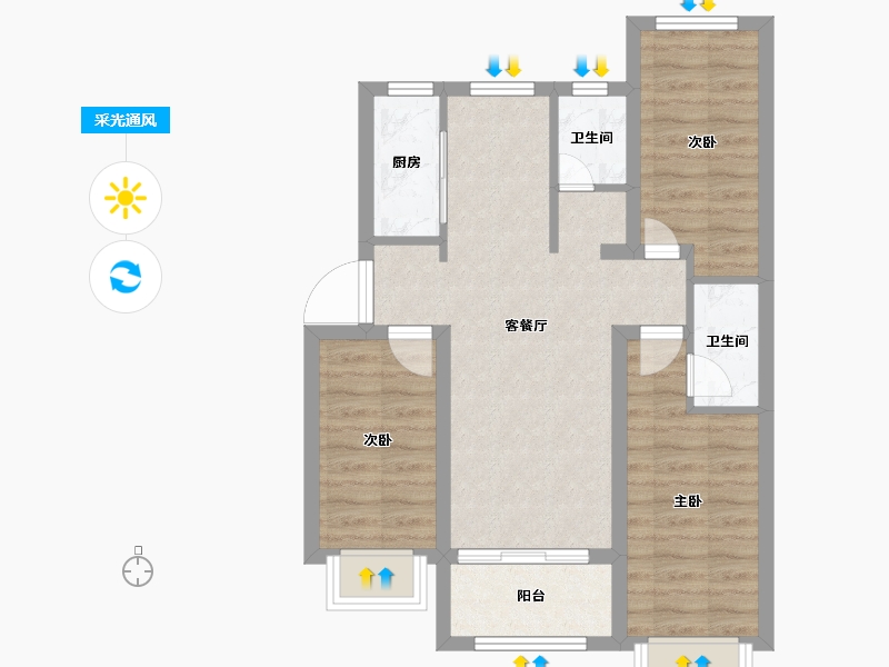 河北省-邯郸市-荣科兴苑-65.07-户型库-采光通风