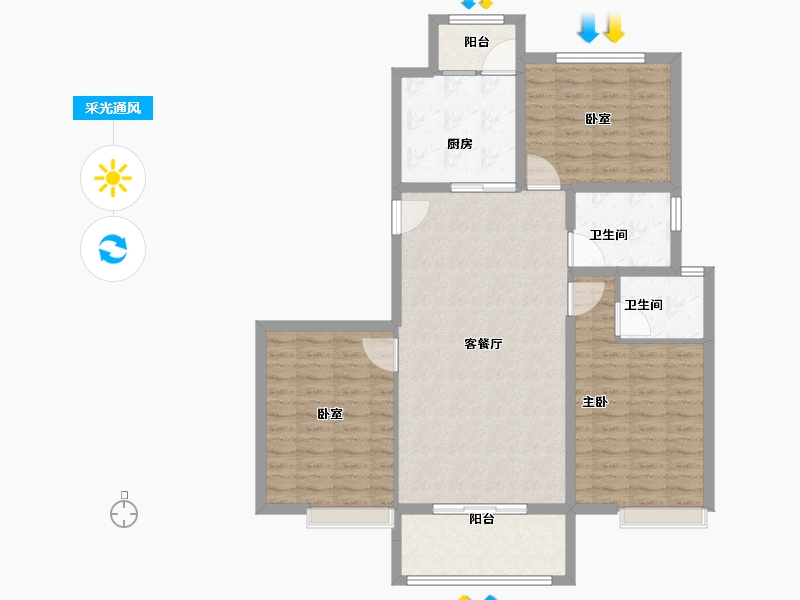 河南省-开封市-美居·红枫御景-106.40-户型库-采光通风