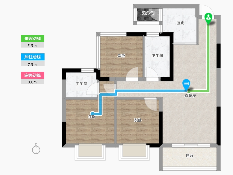 四川省-内江市-恒信·水岸名邸-69.21-户型库-动静线