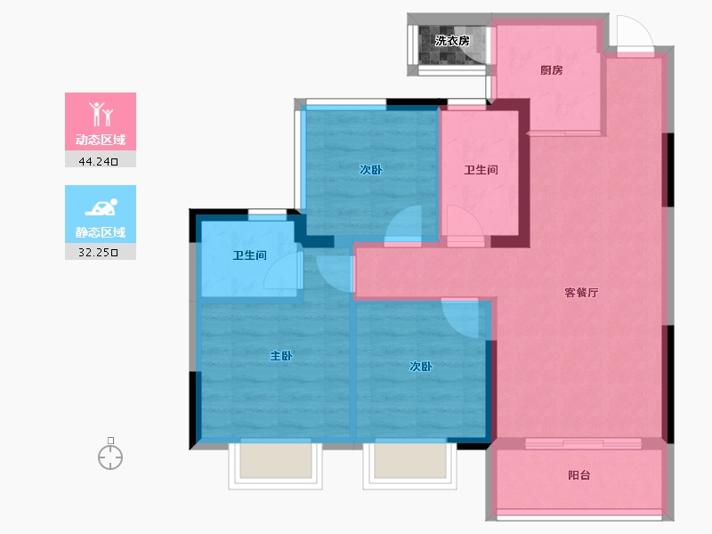 四川省-内江市-恒信·水岸名邸-69.21-户型库-动静分区