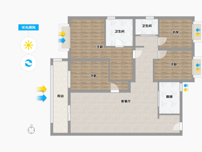 湖北省-武汉市-旭辉千山凌云-140.00-户型库-采光通风