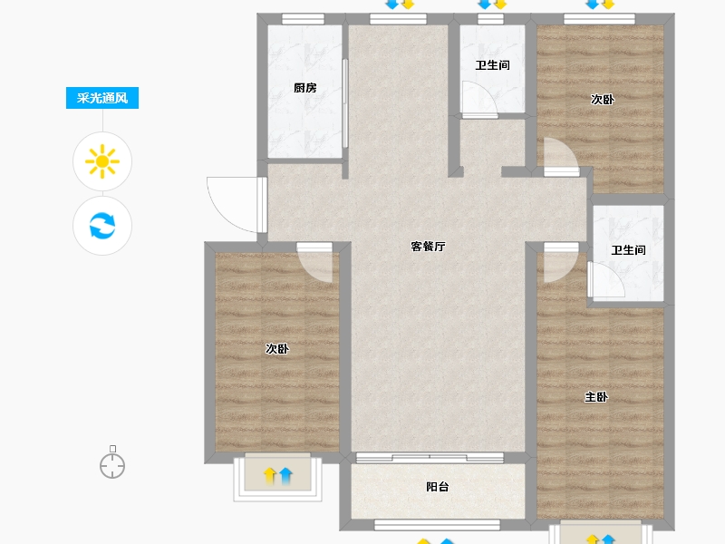 河北省-邯郸市-荣科兴苑-94.74-户型库-采光通风