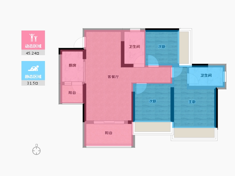 四川省-乐山市-银丰·玖熙堂-67.26-户型库-动静分区