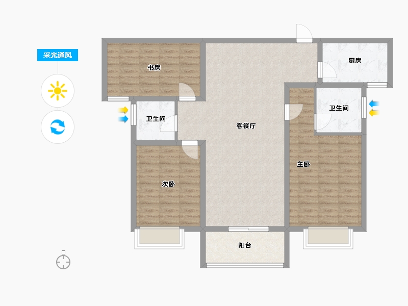 山西省-运城市-金鑫·滨湖一号-105.15-户型库-采光通风