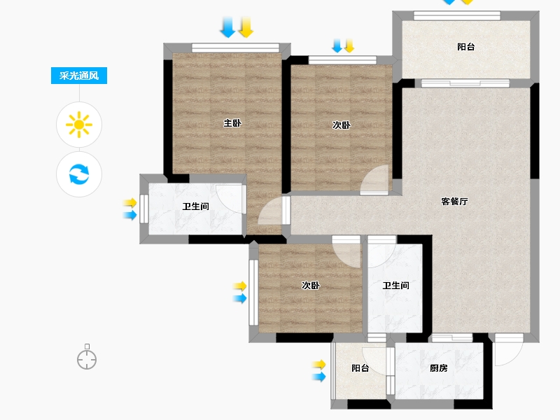 四川省-乐山市-银丰·玖熙堂-76.57-户型库-采光通风