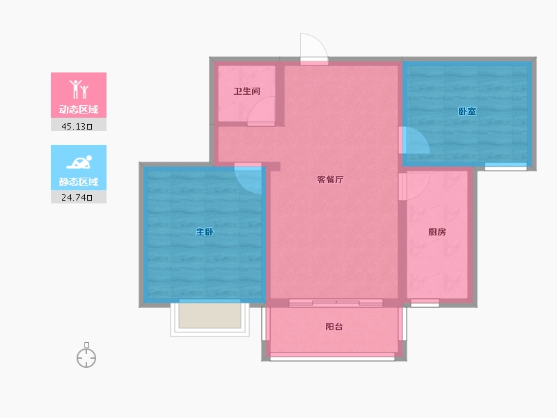 河北省-张家口市-铭洲西山宜居-61.95-户型库-动静分区